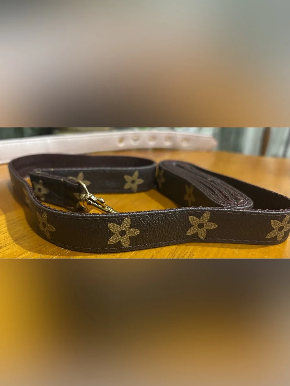 NWOT Luxury Look Brown Monogram Leather Dog Collar and Leash